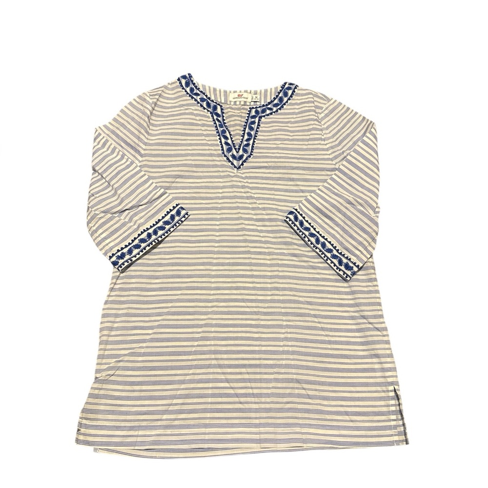 Vineyard Vines Blue and White Striped Tunic with Embroidery, size M (10-12), EUC